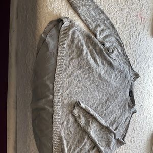 Grey cold shoulder open back sweater